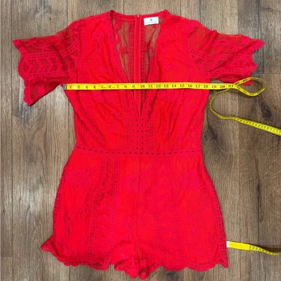 Red Lace Socialite Romper - Picture 3 of 6